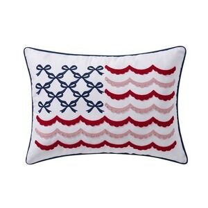 My Texas House Bow Flag Pillow Red White Blue Patriotic Americana Decor